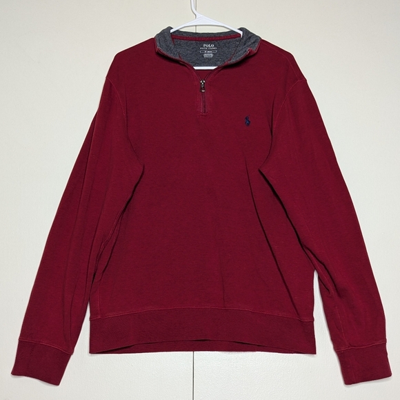 Polo Ralph Lauren Performance Classic Fit 1/4 Zip Pullover Red Cotton Viscose - Picture 1 of 7